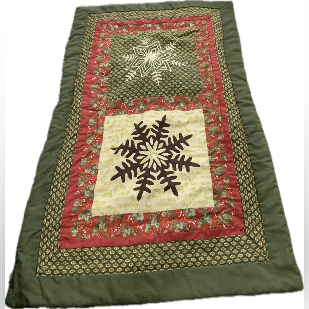 Home Classics Quilt King Size Pillow Sham Set Snowflake Green‎ Yellow